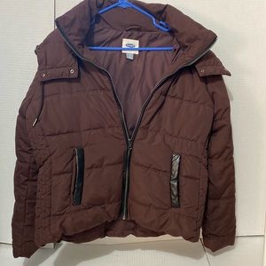 Old navy puffer coat sz L purple w/hood